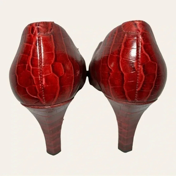 Women’s ENZO ANGIOLINI HEELS‎ CONE HEELS ALLIGATOR SKIN RED IN COLOR SIZE 6.5M - Picture 8 of 16